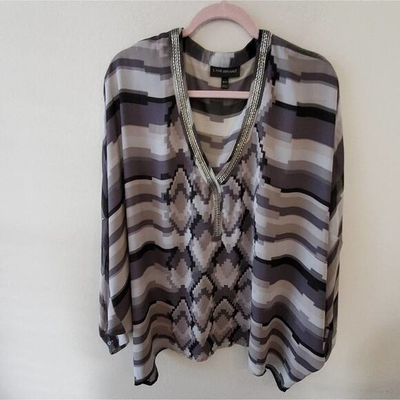 LANE‎ Bryant Black and White Chevron striped Dolman sleeve tunic size 18/20 2X - Picture 1 of 6